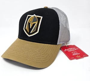 American Needle Vegas Golden Knights Black Gold Roughage Snapback Trucker Hat - Picture 1 of 9