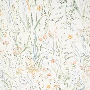 Floral Blue Green Wallpaper Slightly Imperfect Smooth Flat Thick Meadow Leaf - Picture 1 of 8