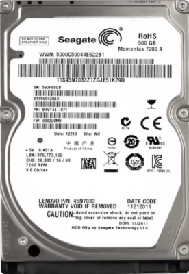 Hard Drive Seagate Momentus 500GB 7.2K SATA II 2.5'' ST9500420AS Fw: 0003lvm1 - Image 1 of 3