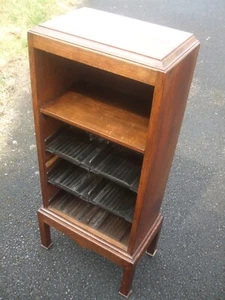 Antique oak narrow bookcase, fitted for CDs, neat and practical piece - Picture 1 of 12