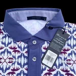Greyson Golf Wolf kurzärmliges Poloshirt mit Labyrinthdruck arktis Small 118 $ - Bild 1 von 9