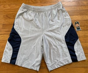 VTG Y2K 90S NIKE AIR BAGGY SILVER NAVY BLUE BASKETBALL JERSEY SHORTS JORTS SZ M - Picture 1 of 8