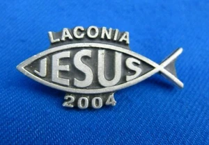 2004 Laconia Bike Week Pewter Jesus Fish Event Biker Pin Made USA - Picture 1 of 2