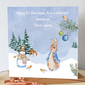 Peter Rabbit 1st Christmas card for little boy. Son, Grandson, nephew etc. 