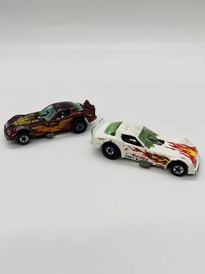 批量 2 件 复古 1977 Maroon Fireball Racer 白色 Firebird 风火轮 红线 — 第 1/4 张图片