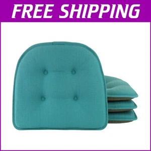 Plush and Hypoallergenic U-Shaped Chair Cushions - 4 Pack, 15''x16'' Teal - Picture 1 of 8