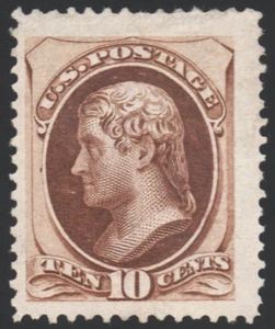 US Sc# 161 *MINT NO GUM { VF/XF JUMBO 10c JEFFERSON } SECRET MARKED 1873 CV$ 350 - Picture 1 of 2