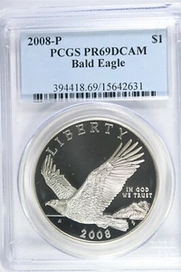 2008 P Bald Eagle Commemorative Silver Dollar Coin PR69DCAM PCGS - Picture 1 of 2
