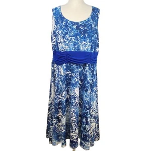 PERCEPTIONS Damen ärmellos weiß kobalt jeansblau Paisley-Design Größe: 16W - Bild 1 von 4