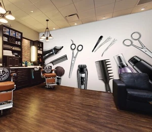 3D Simple White J034 Hair Cut Barber Shop Wallpaper Mural Wall Print Murals Erin - Picture 1 of 11