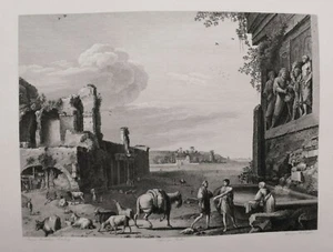 INCISIONE ORIGINALE OTTOCENTO XIX BARTHOLOMEUS BREENBERG DAUDET GRAVURE FLEMISH - Imagen 1 de 7