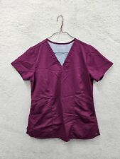 Greys Anatomy by Barco Women Top Medium Burgundy Gray Poly Short Sleeve Uniform