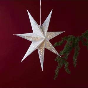 Papierstern Weihnachtsstern Leuchtstern LED Stern Lichterkette Blinka weiß 60 cm - Bild 1 von 14