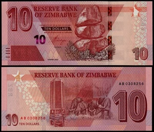 ZIMBABWE 10 DOLLARS (P NEW) 2020 UNC - Picture 1 of 1