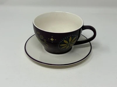 Starbucks Cup & Saucer Holiday 2006 Star Purple and Gold Set 12 oz Taza Taza Taza de té Foto 1 de 4