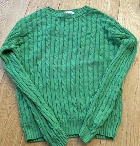 Vintage Lilly Pulitzer Pullover mit Zopfmuster und Rundhalsausschnitt – grün, 100 % Baumwolle, Größe L - Bild 1 von 7