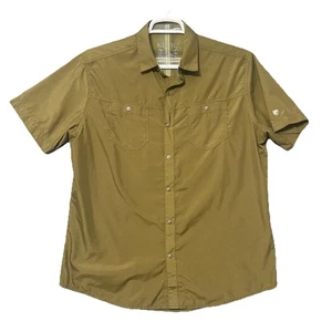 Kuhl Shirt Mens Large Brown Short Sleeve Outdoor Performance Button Up Hiking - Picture 1 of 8
