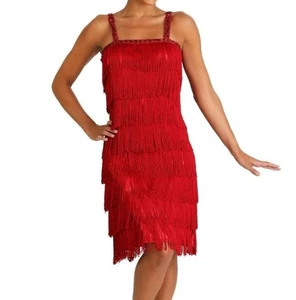 Lustige Kostüme Gr. XL rot Fransen Flapper Kleid Life of a Showgirl 20er Jahre Gatsby - Bild 1 von 16