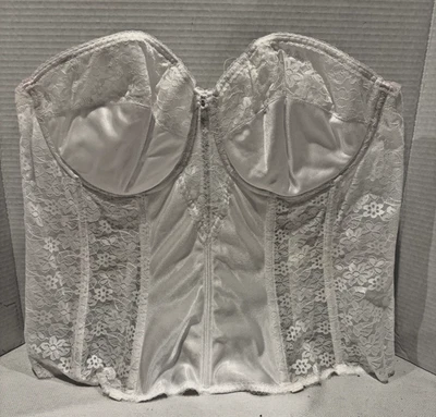 Dominique女式白色44C新娘花边长款紧身胸衣胸罩无肩带 — 第 1/4 张图片