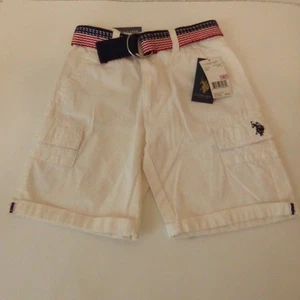 US Polo Assn. Boys White Belted Pockets Cargo Shorts size 6 NWT - Picture 1 of 23