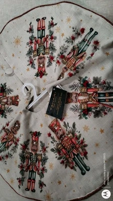 Tahari EMBELLISHED NUTCRACKER TOY SOLDIER TREE SKIRT pearls beaded mini 24" NEW - Image 1 of 4