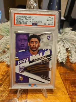 2023 Panini Donruss Elite - Pen Pals Variations Jordan Addison #PPVJA Black Gold - Image 1 of 2