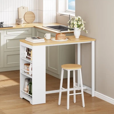 Bartisch Bistrotisch Esstisch Küchentheke Stehtisch Bartheke mit 3 Ablagen - Bild 1 von 4