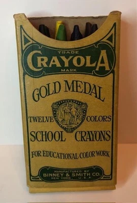 Vintage 1930's Crayola Crayons No. 12 for School - Madder Lake, Eng. Vermillion - Image 1 of 4