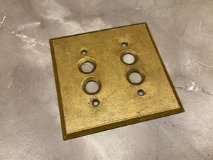 vintage antique   Two Button brass tone Wall Switch 2 Gang Cover Plate - Picture 1 of 3