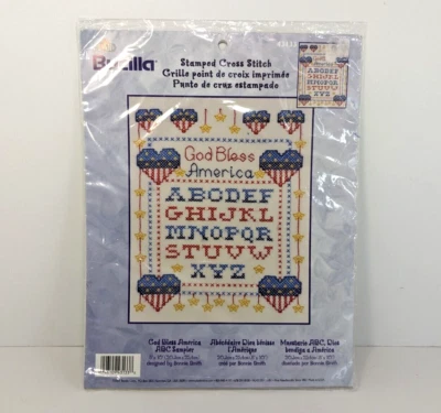 Bucilla God Bless America ABC Sampler 43133 Stamped Cross Stitch 2001 Vtg NEW - Image 1 of 4