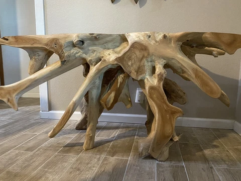 DRIFT WOOD CONSOLE TABLE IN LIMED TEAK VERY DECORATIVE Cover