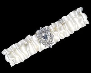 Ivory Cream Satin Rhinestone Wedding Prom Garter Standard Plus Size Petite - Picture 1 of 2