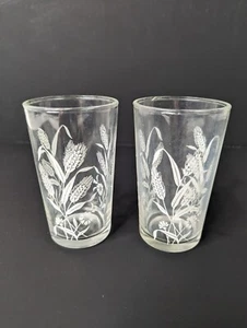 VINTAGE HASELNUSS ATLAS 4 OZ GEÄTZT WEIZEN DESIGN 4" SCHNAPSGLÄSER 2 STÜCK - Bild 1 von 11