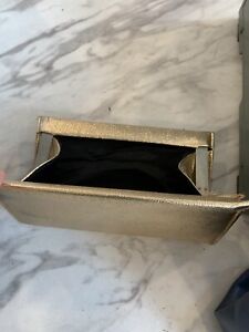 Antique Vtg Art Deco Gold Clutch Purse Metal Hinges Clasp Used Good Condition