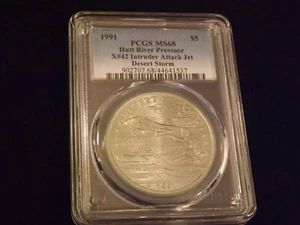 1991 $5 Hutt River Province Desert Storm X#42 Intruder Attack JET PCGS MS 68 - Picture 1 of 2