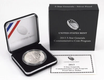 (1) 2013 P 5 Star Generals $1 Commemorative Proof Silver Dollar w/ Box & COA - Image 1 of 2