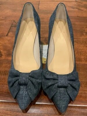 Kate Spade Azul Brillante Chambray Denim Lazo Punta Tacones, Talla 8 (EE. UU.) Foto 1 de 4