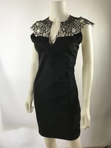 Dress Sz M Jr Black Lace Whimsigoth Witch Romantic V Neck Halloween Web 2R - Picture 1 of 9