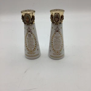 Vtg Salt and Pepper Shakers Religous Prayer Grace Before Meals - Picture 1 of 5