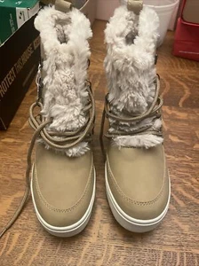 Brash Women's Size 9.5 Shoes Brown Fur Lined Comfort Hidden Wedge Boots - Picture 1 of 5