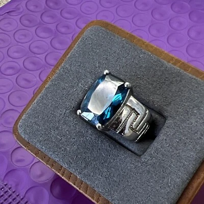 ❤️ Solid Sterling Silver Large London Blue Topaz Ring Size 4 3/4 - Image 1 of 4