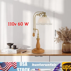 60W Green Flower Tiffany Style Glass Table Lamp Vintage Study Rooms Night Light - Picture 1 of 12