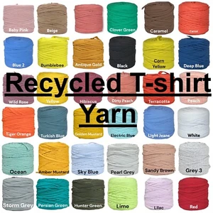 ECO BIG Skein 25 Colours Recycled T-Shirt Yarn S/Zpaghetti Macrame Craft DIY - Picture 1 of 34