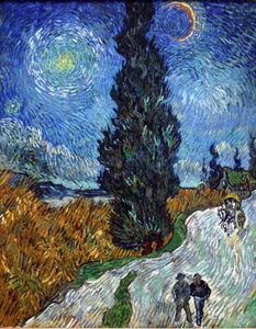 Road with Cypress and Star by Van Gogh Handmade Oil Painting Reproduction VVG107 - Picture 1 of 1