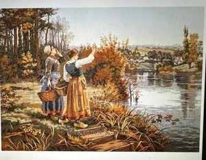 Printed needlepoint Tapestry   Canvas Only 60x90 Cm Rto At The Lake - Picture 1 of 1