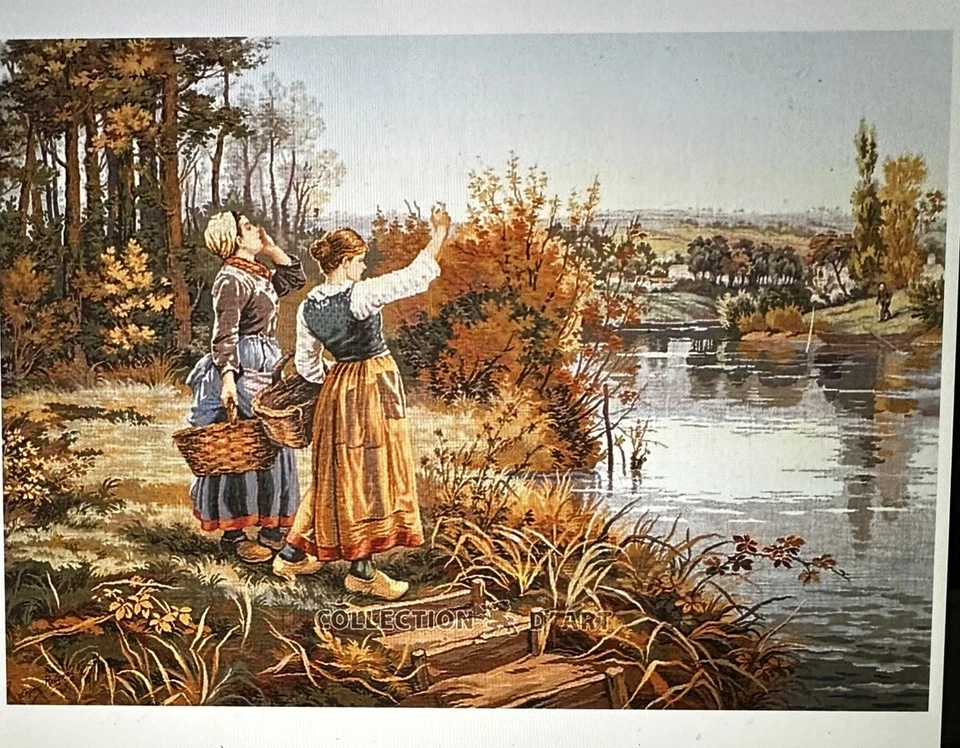 Printed needlepoint Tapestry   Canvas Only 60x90 Cm Rto At The Lake - Image 1 of 1