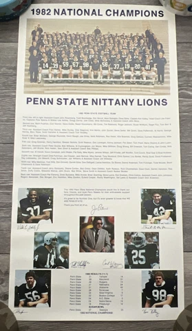 PENN STATE NITTANY LIONS 1982 ORIGINAL NATIONAL CHAMPS TEAM POSTER JOE PATERNO Cover
