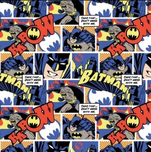 BatMan, DC Comics Fabric Cotton 1•yard x 44"•Super FAST SHIP! $$SALE $$ - Picture 1 of 2