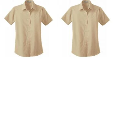 Lote de 2 Blusa Popelina Gris Piedra Autoridad Portuaria Manga Corta Fácil Cuidado M Foto 1 de 4