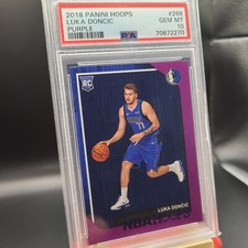 Luka Doncic Purple PSA 10 Gem Mint Rookie 2018 Panini Hoops Card # 268